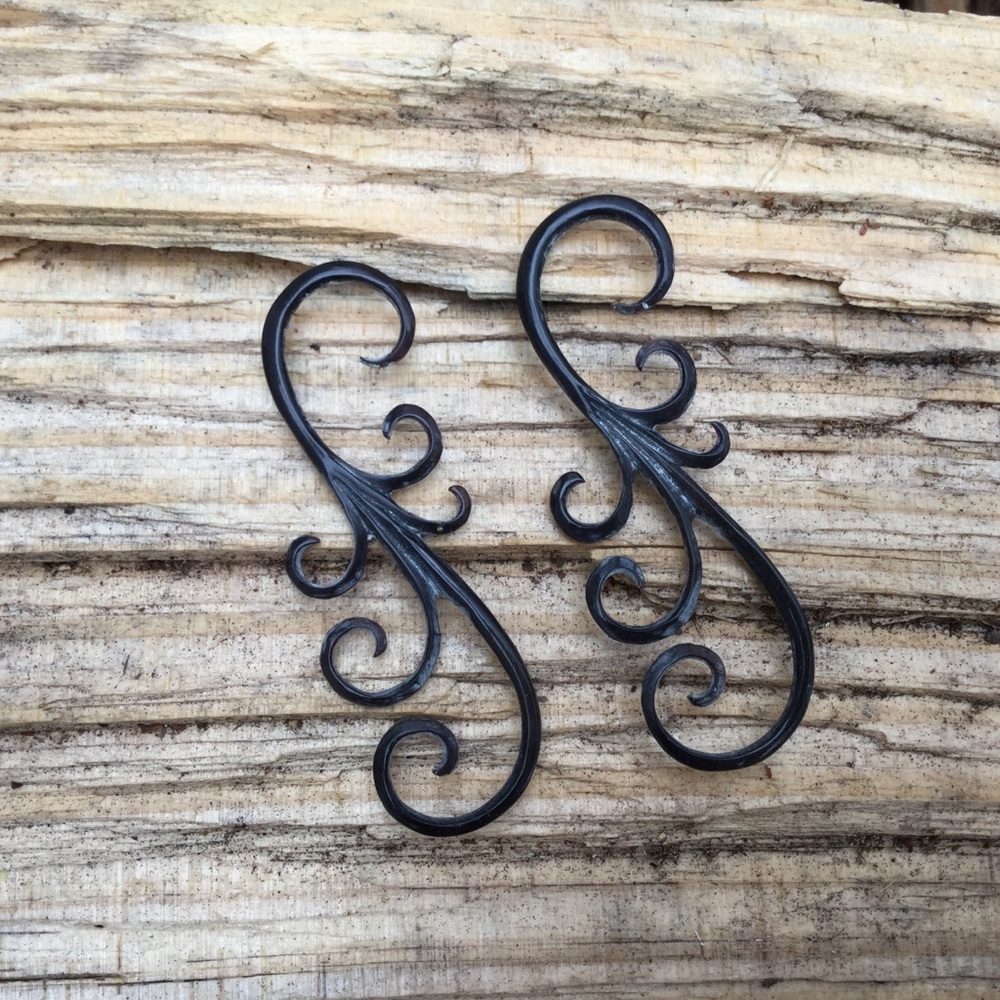 Black Buffalo Horn Dangling Earrings